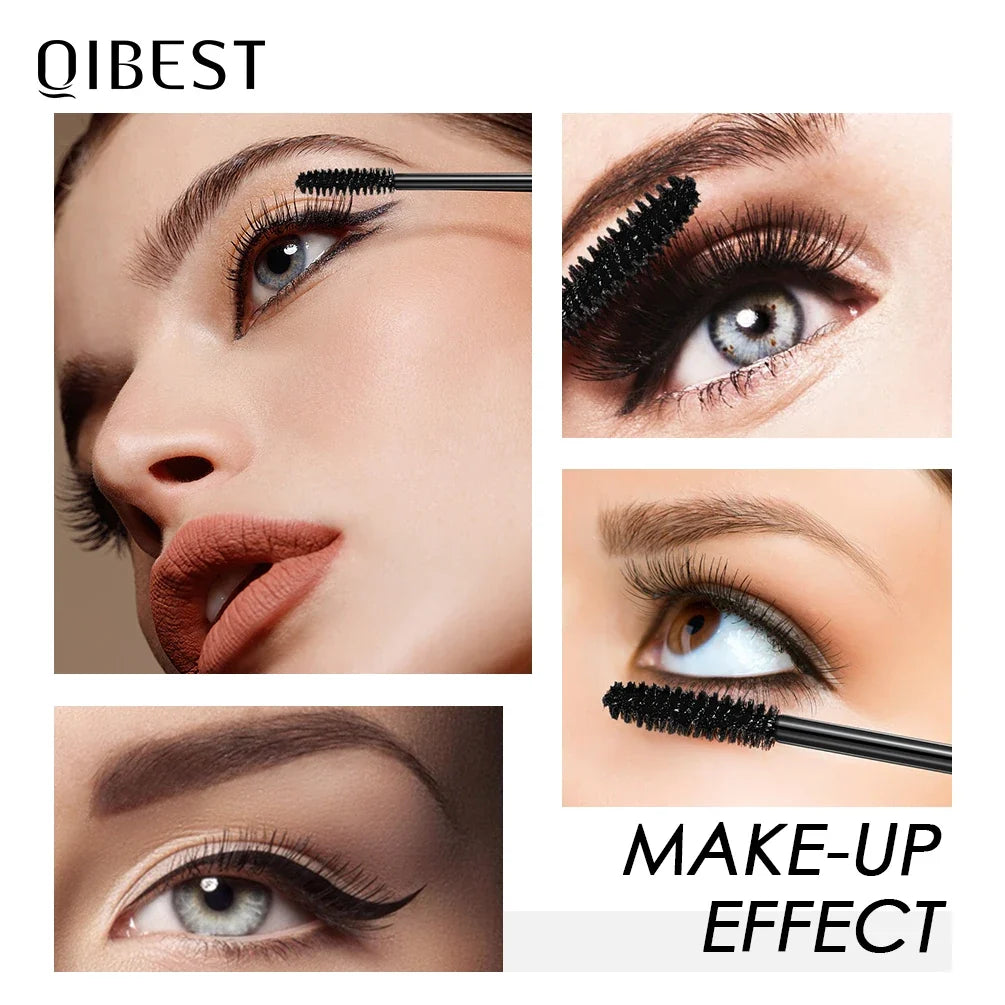 QiBest 4D Silk Fiber Mascara – Waterproof & Volumizing Black