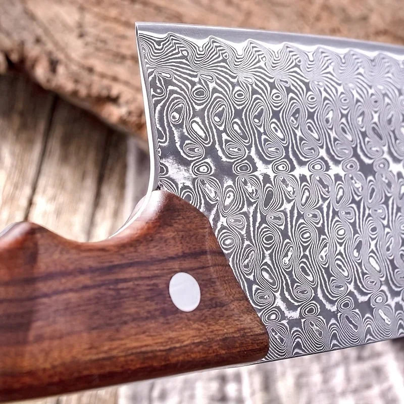 CMGF Damascus Steel Kitchen Knife – BBQ Meat & Veg Cleaver