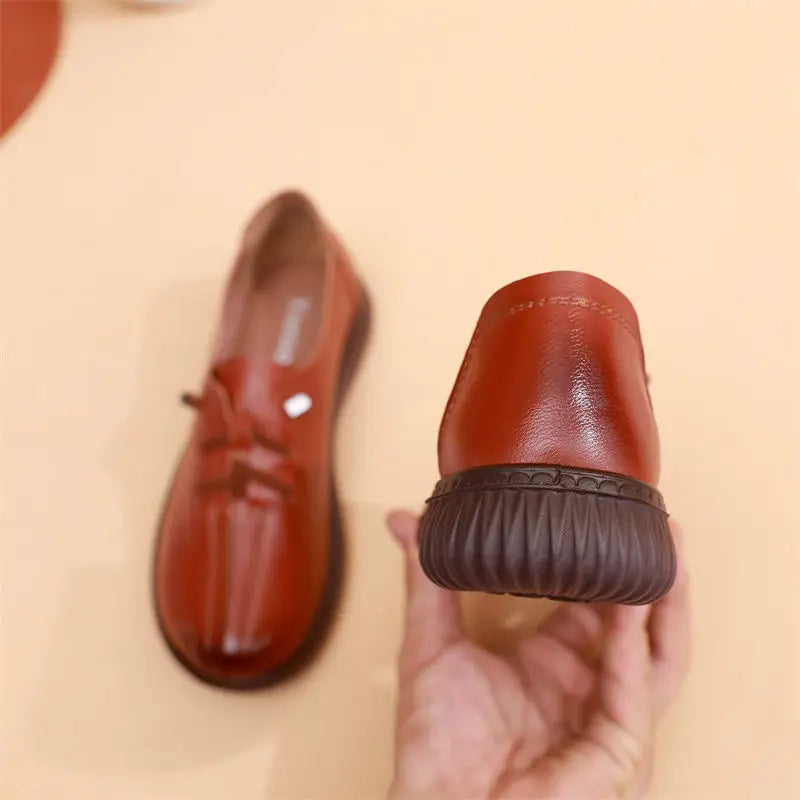Women's Genuine Leather Loafers – Flat Slip-On Moccasin Shoes