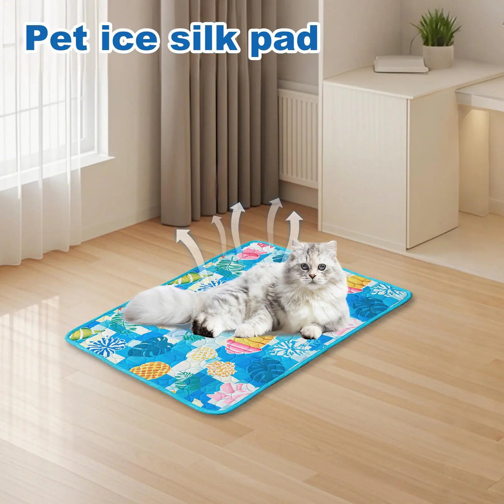 Pet Cooling Mat – Ice Silk Breathable Pad for Dogs & Cats