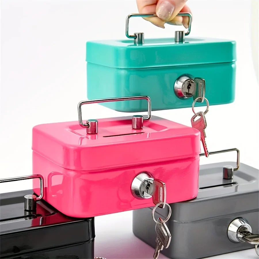 Steel Cash Box with Key Lock & Removable Money Tray | Metal Safe