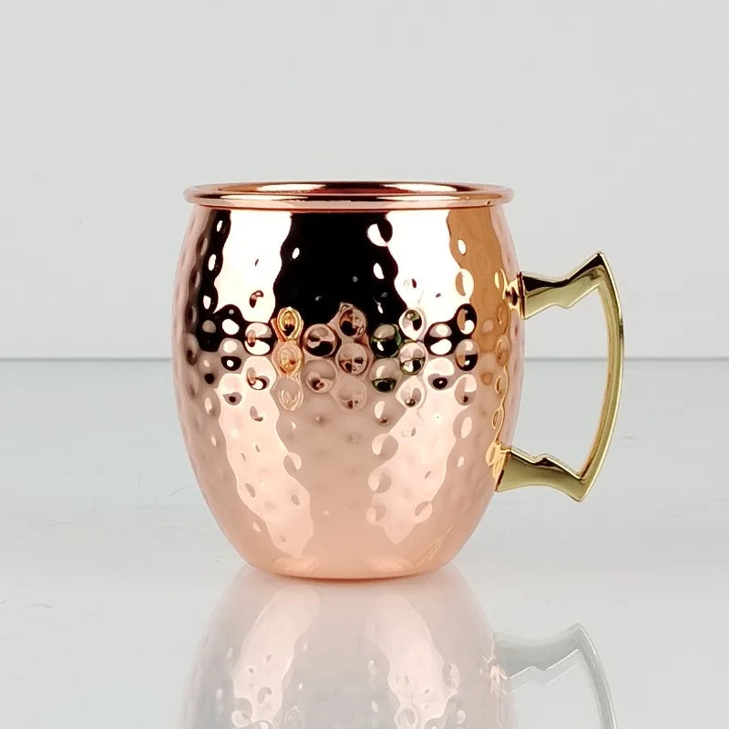Stainless Steel Moscow Mule Beer Mugs Metal Copper Plated Hammered