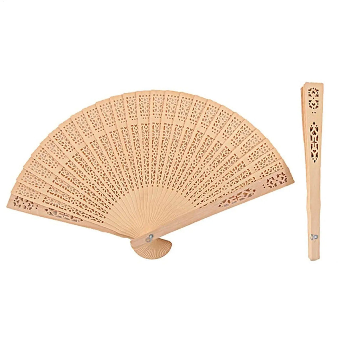 Sandalwood Folding Hand Fan – Vintage Chinese Wooden Fan