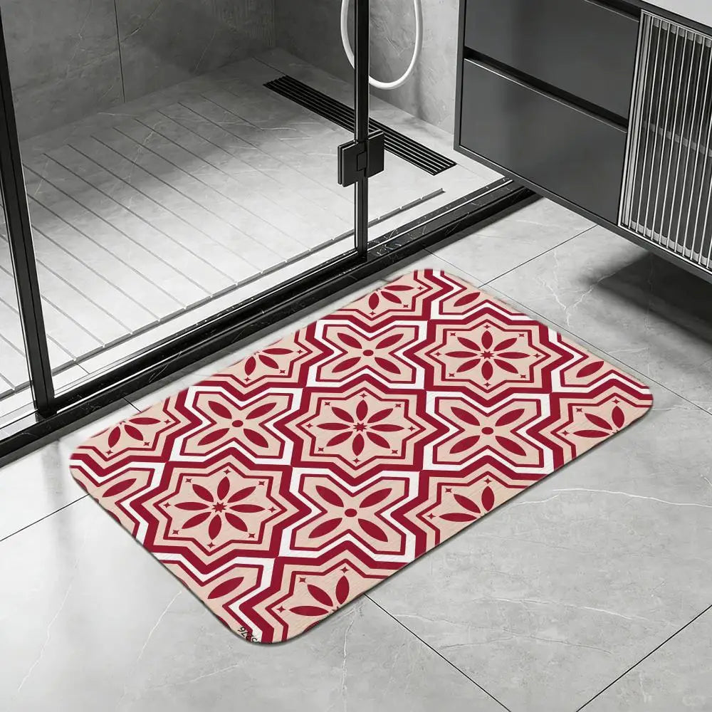Diatomite Bath Mat – Quick Dry, Non-Slip Terracotta Pattern