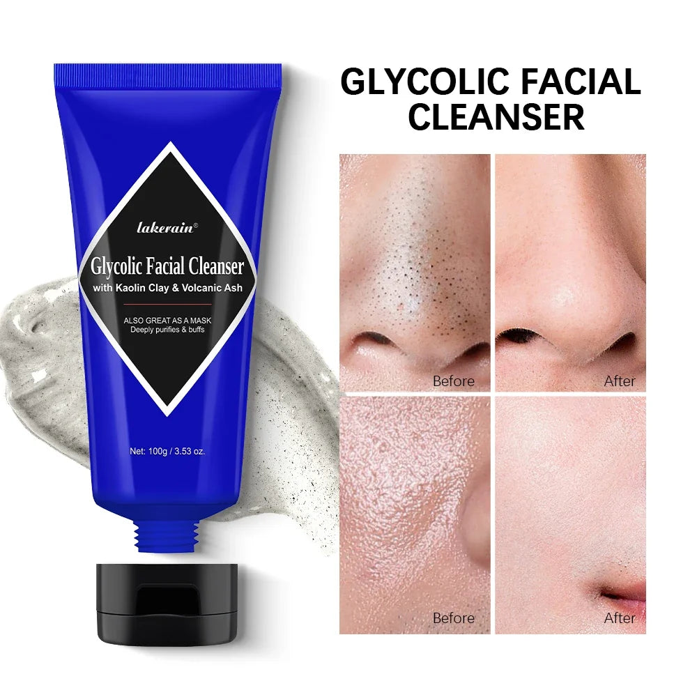 Glycolic Acid Clay Cleanser Deep Cleansing Face Wash 2-In-1 Mask