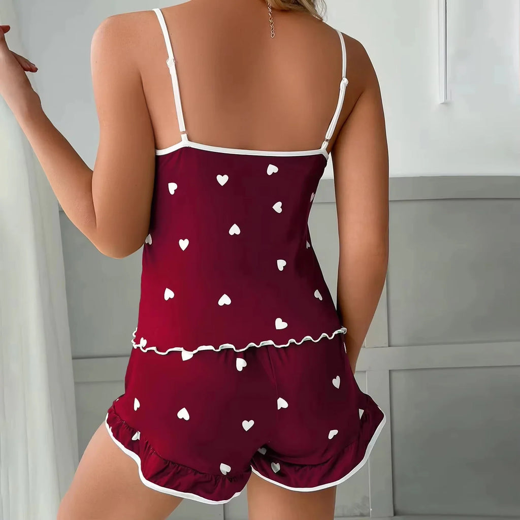 Women's Lace Sleeveless Pyjama Set – 2-Piece Shorts & Vest