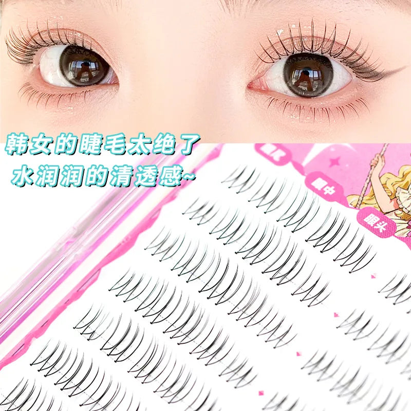 Korean W-Shape DIY False Eyelashes | Natural Wispy Lash Extensions
