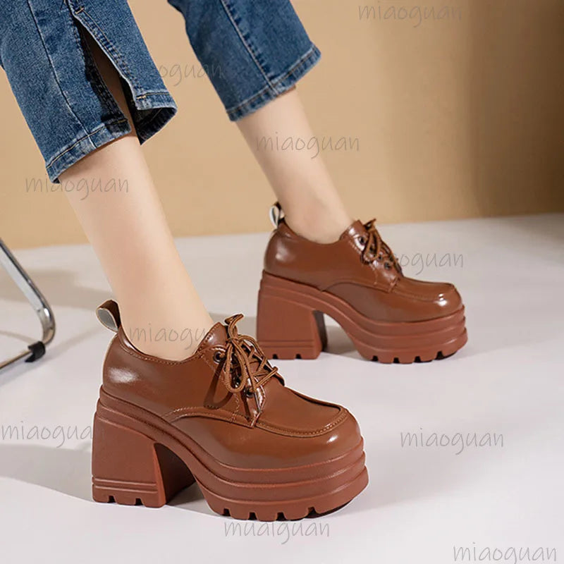 Women's Chunky High Heel Platform Mary Jane Pumps