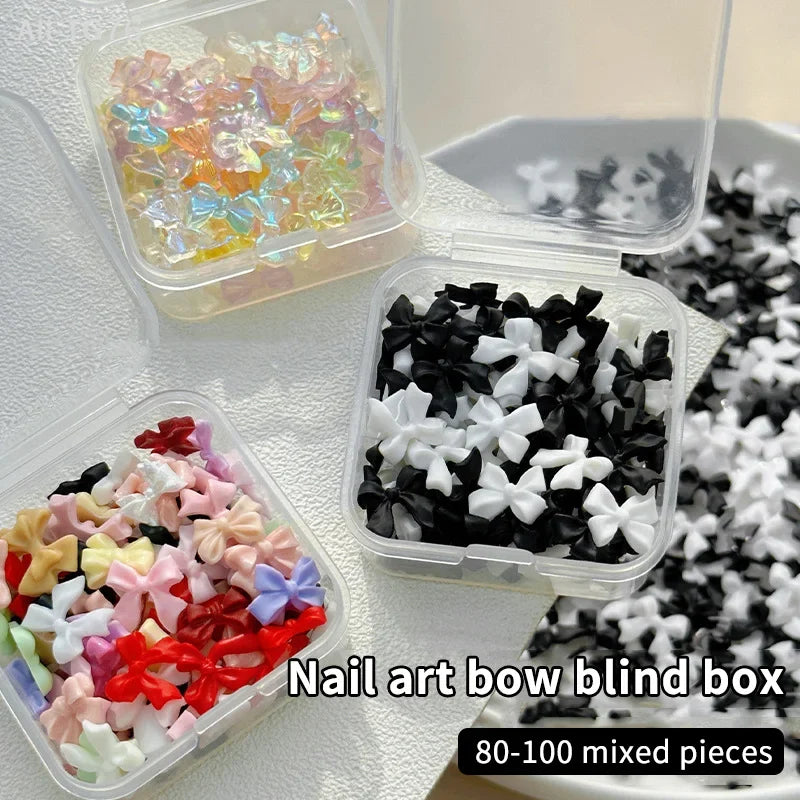 3D Resin Bow Nail Charms – Mixed Ribbon Cartoon Nail Art Set