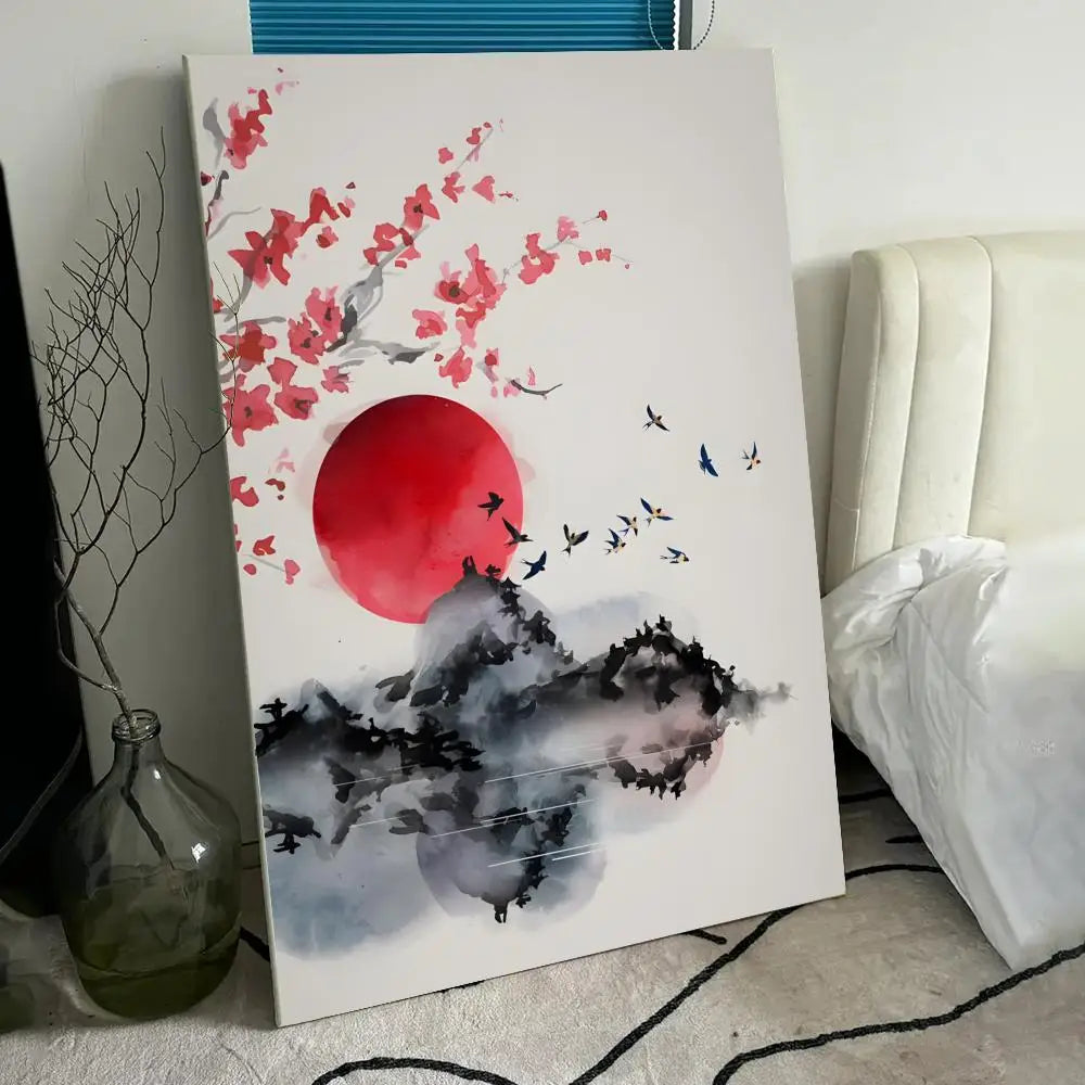 Landscape Ink Calligraphy HD Canvas Wall Art | Home Decor