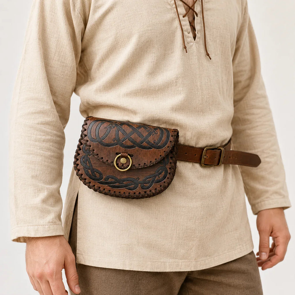 Medieval Leather Belt Pouch Vintage Renaissance Waist Bag Viking