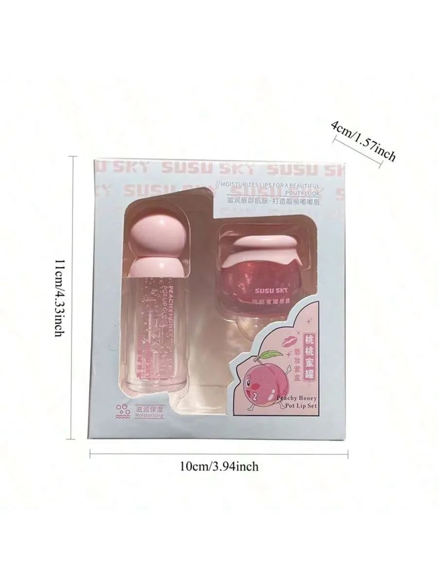 Peach Honey Lip Mask & Lip Honey Set – 24Hr Moisturising