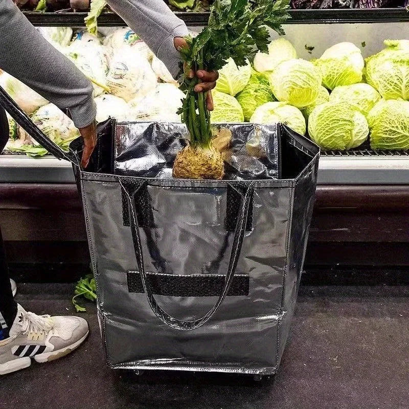 Folding Shopping Cart Bag with Wheels – Large 40x30x50cm