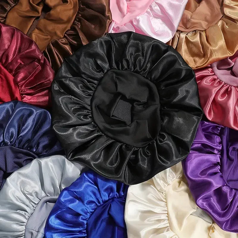 2026 Women Satin Hair Bonnet Breathable Elastic Wide Band Sleeping