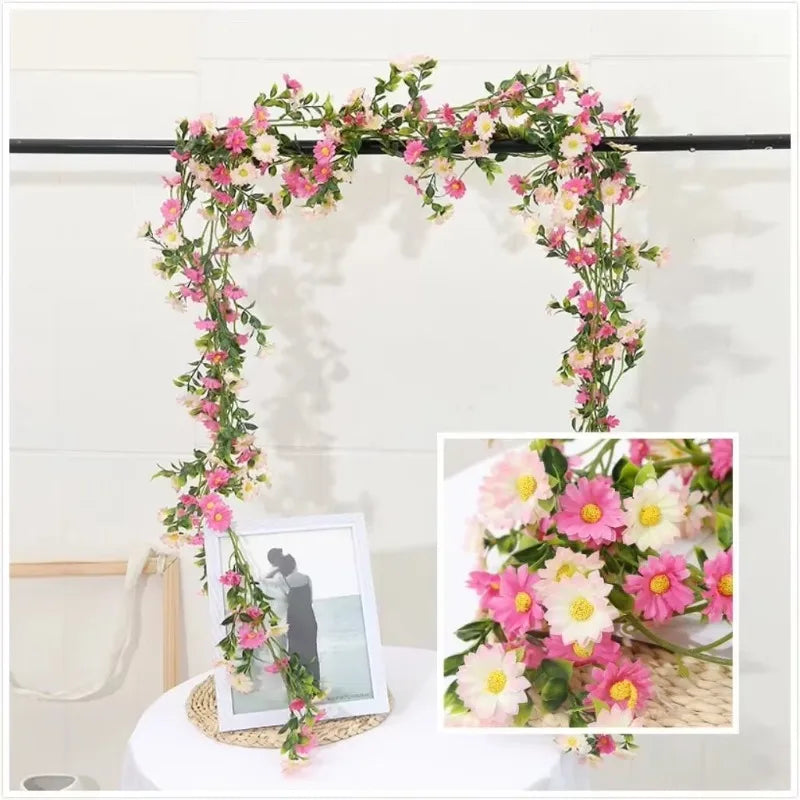 210cm Artificial Sunflower Daisy Vine – Silk Flower Rattan Decor