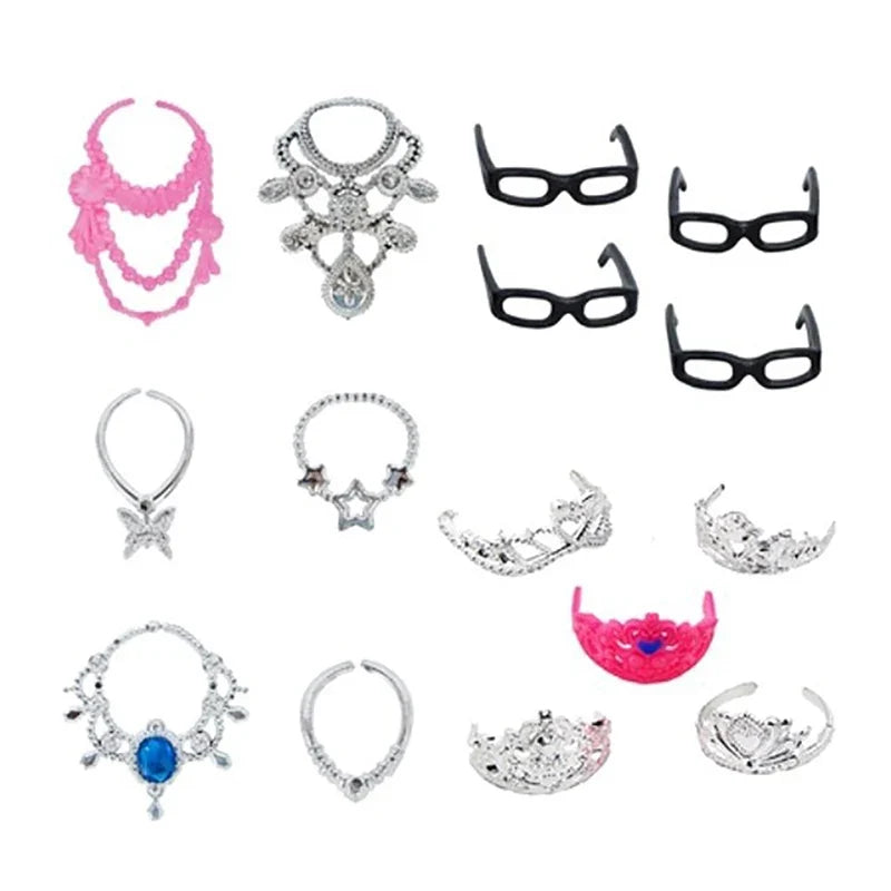 20Pcs Dollhouse Jewelry – Earrings, Bracelets & Crown for 1/6 Dolls