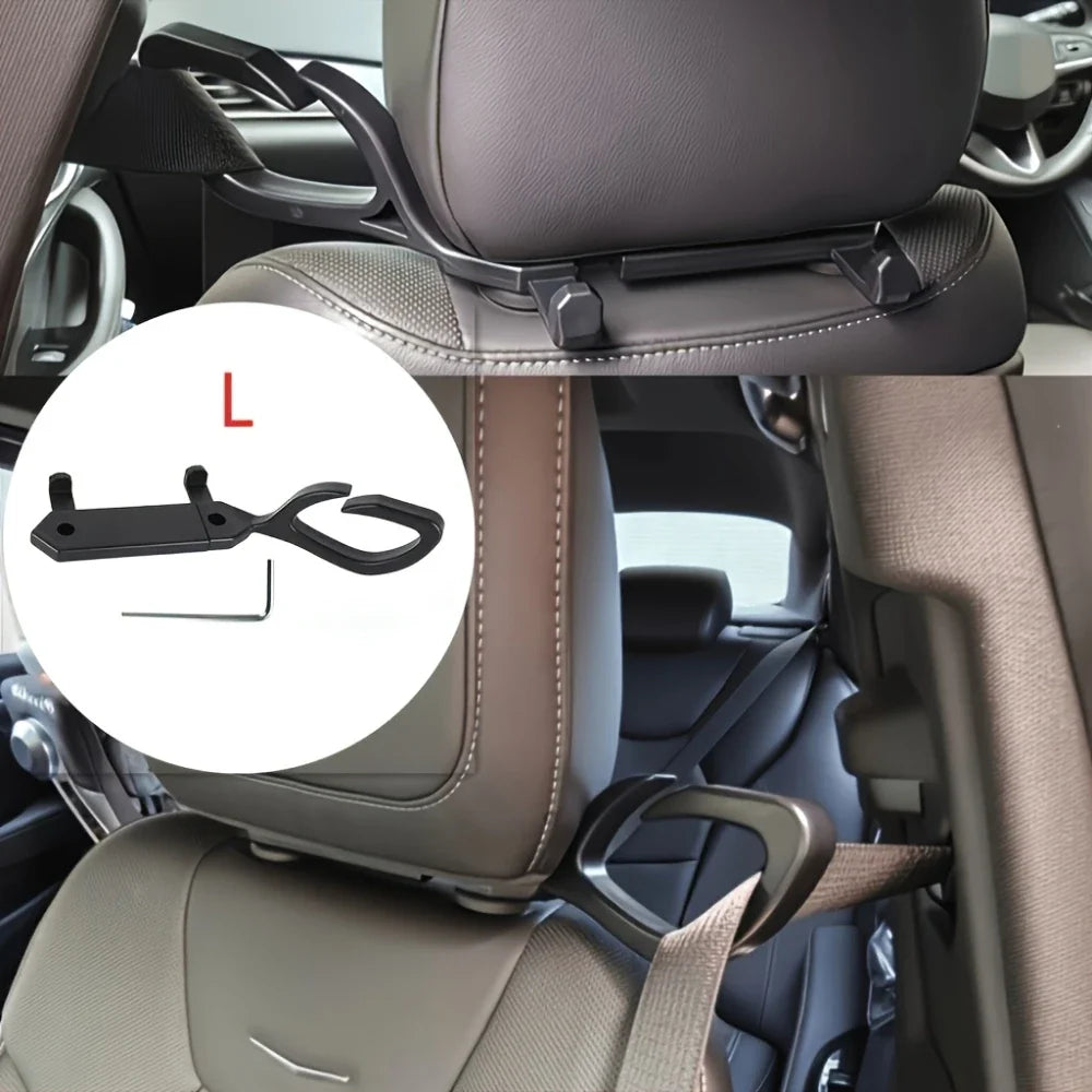 Universal Car Seat Belt Guide & Headrest Hook Organizer