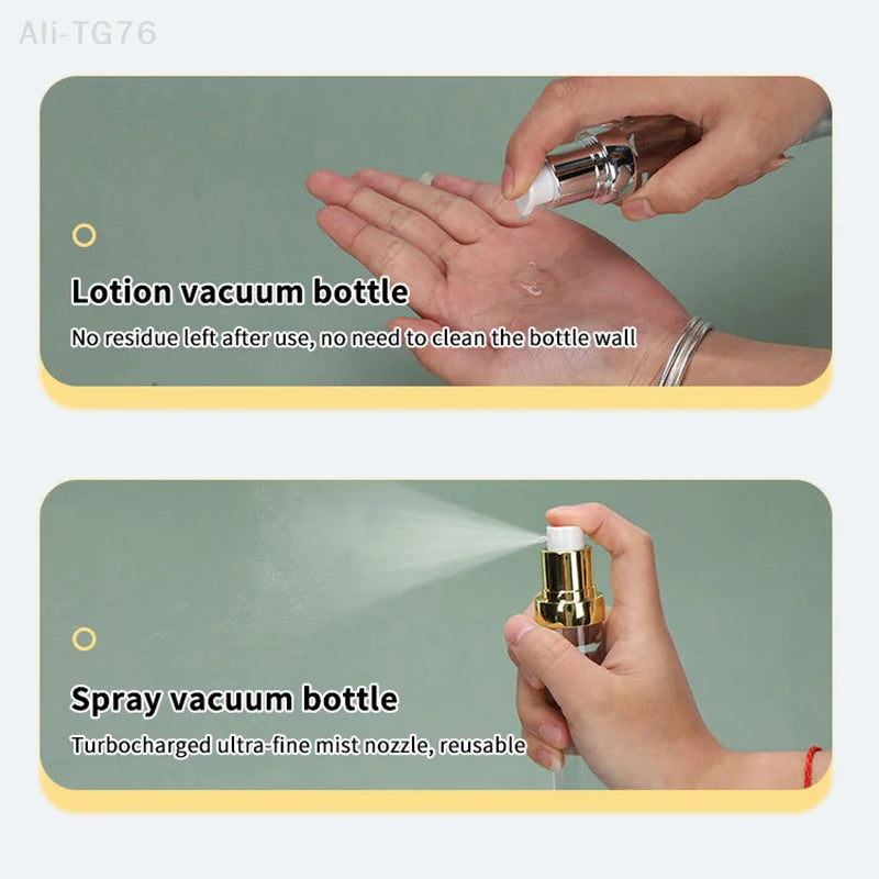Refillable Airless Vacuum Pump Bottle 10ml 15ml 20ml | Gold Silver