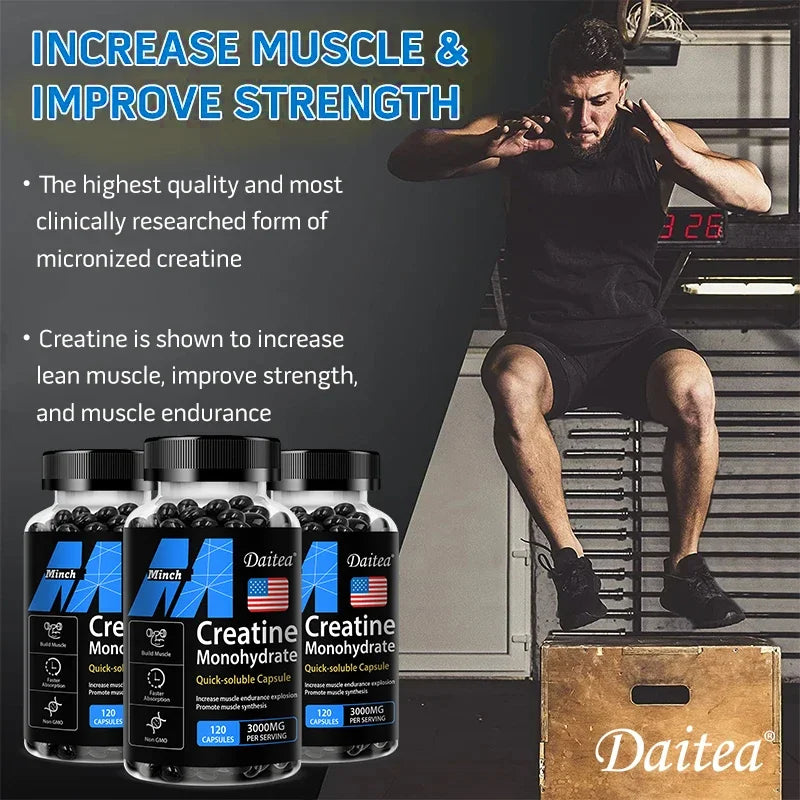 Creatine Monohydrate 3000mg Capsules – Strength & Muscle