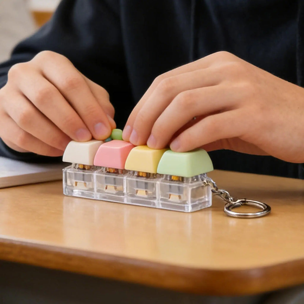 Keyboard Fidget Clicker Keychain – Quiet Tactile Toy for Focus