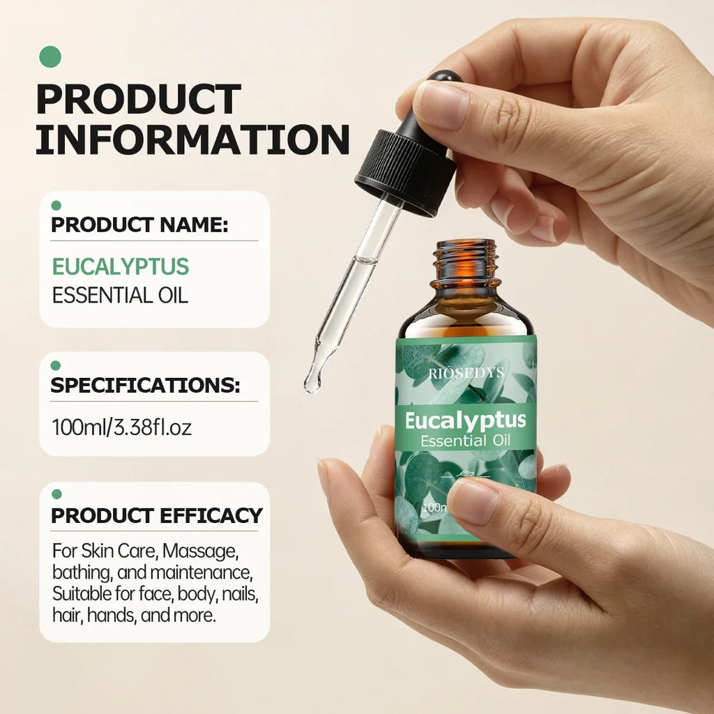 RIÔSEDYS 100ml Eucalyptus Essential Oil – Massage & Skincare
