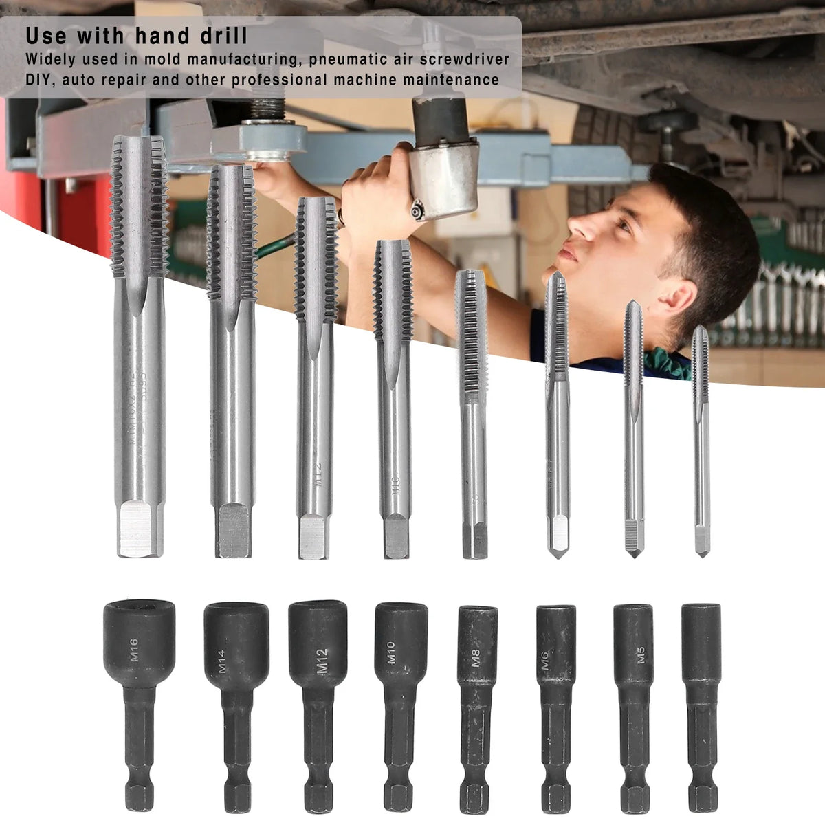 Tap Socket Machine Lengthened Tapping Chuck 1 Hex Shank Steel Hand