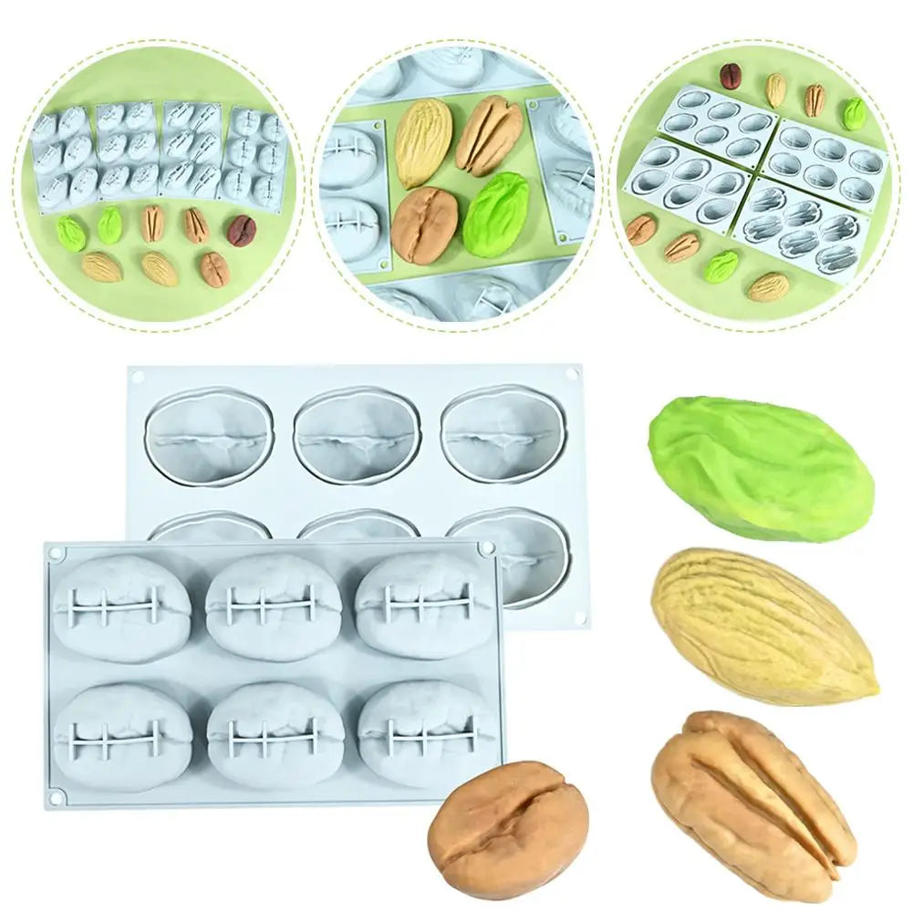 6-Cavity 3D Nut Silicone Mold – Mousse Cake & Dessert Baking