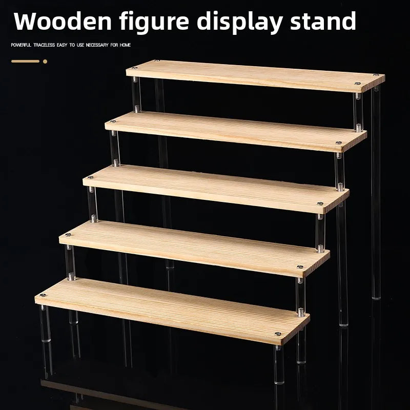 Wooden Multi-Layer Step Display Stand for Figures & Blind Box