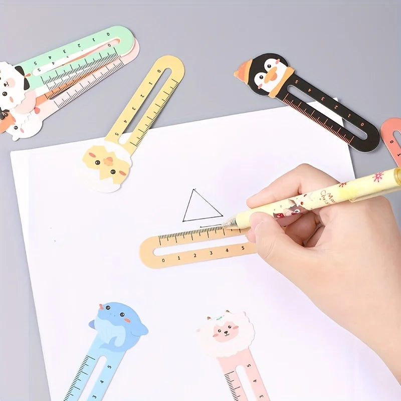50-Pack Cartoon Animal Bookmarks Dual-purpose Rulers Office School