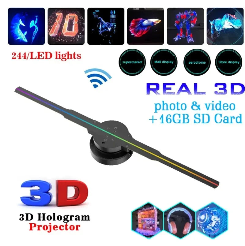 42cm 3D Holographic Fan Projector | WiFi LED DIY Logo Display
