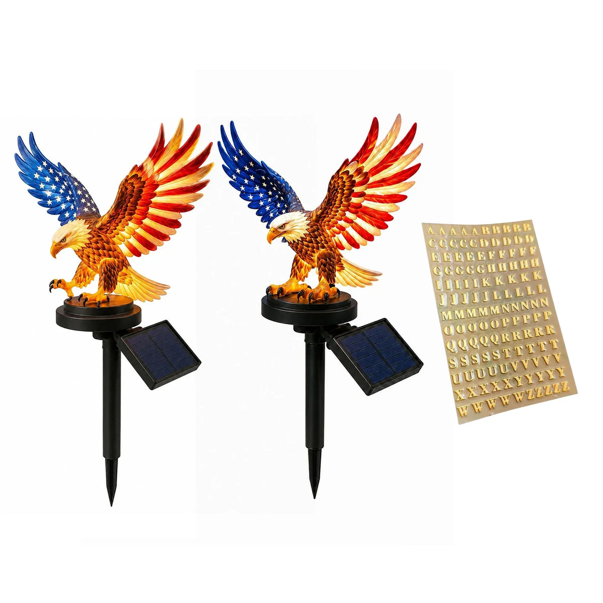 Solar Powered LED Garden Eagle Lamp Patriotic Memorial Day Light