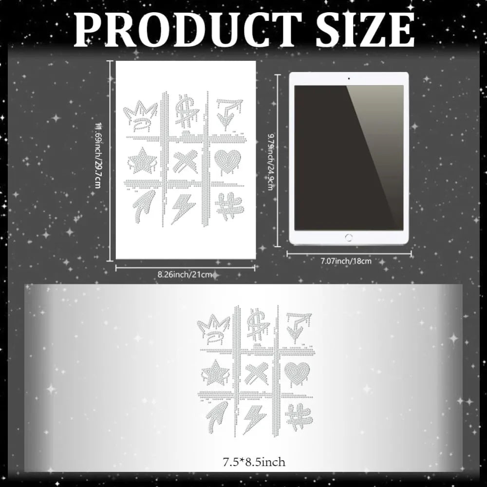 Glass Hotfix Rhinestone Iron-On Applique Sheet | Mixed Shapes