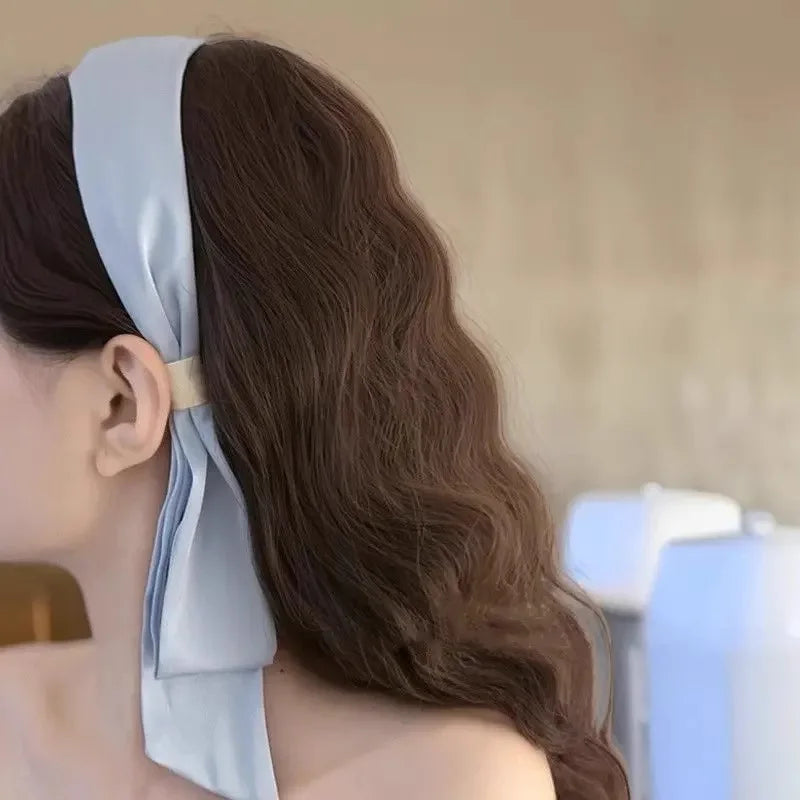 Elegant Solid Ribbon Hairband Women Girls Sweet Hair Ornament