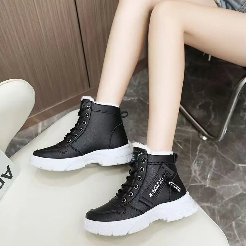 Women's Winter Snow Ankle Boots – Lace-Up Warm Casual Shoes