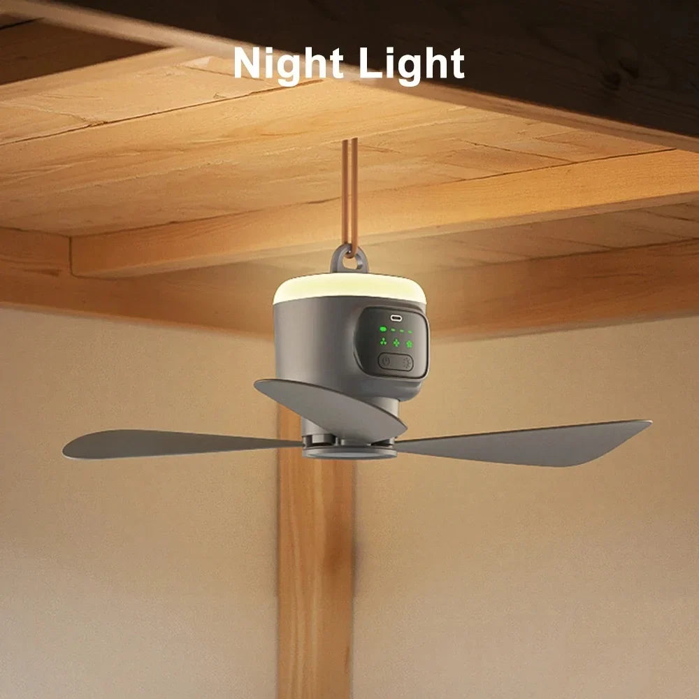 12000mAh Portable Camping Ceiling Fan | Remote & LED Light