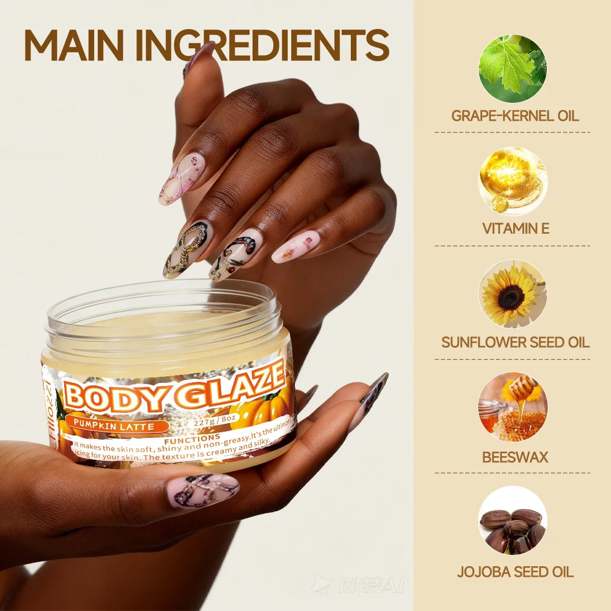 Pumpkin Body Glaze Cream – Moisturize & Even Skin Tone 8oz