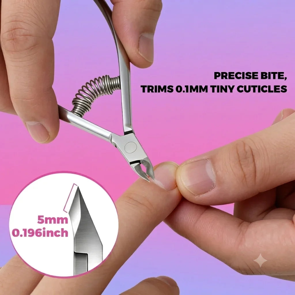 Professional Stainless Steel Cuticle Nippers | Built-In Spring
