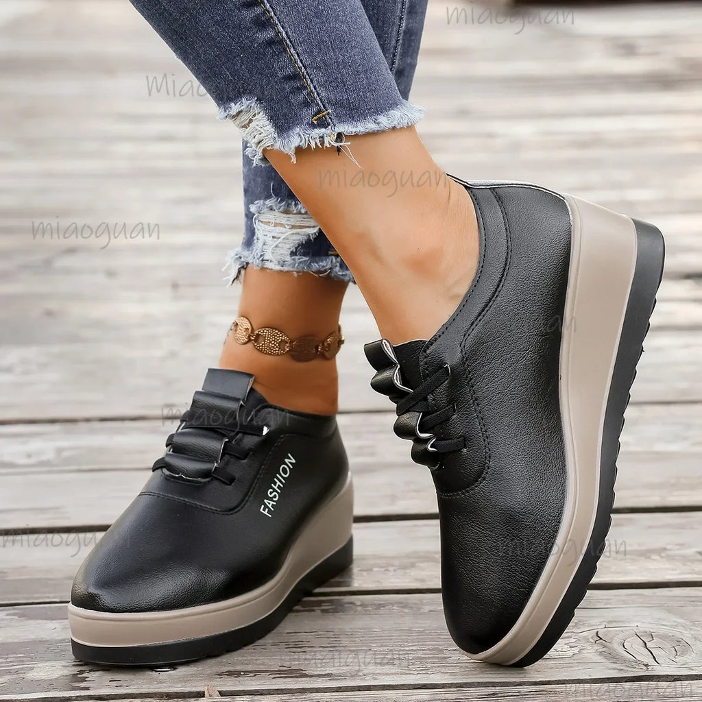 Women's Wedge Platform Sneakers – Height Increasing Lace-Up