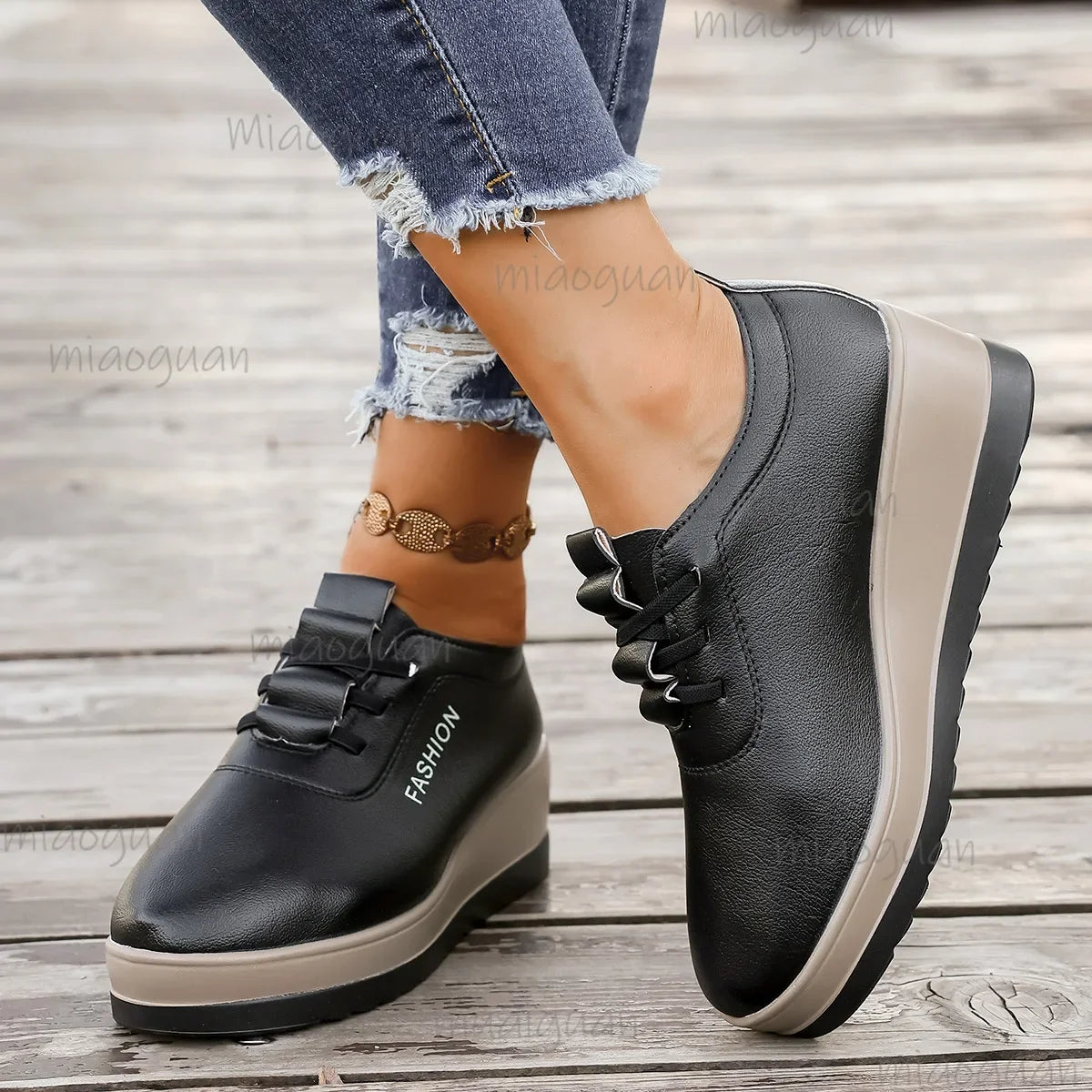 Women's Wedge Platform Sneakers – Height Increasing Lace-Up