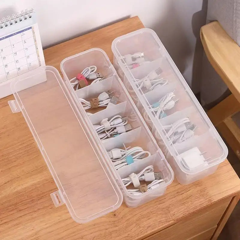 Transparent Compartment Storage Box | Cables, Socks & Home Organizer