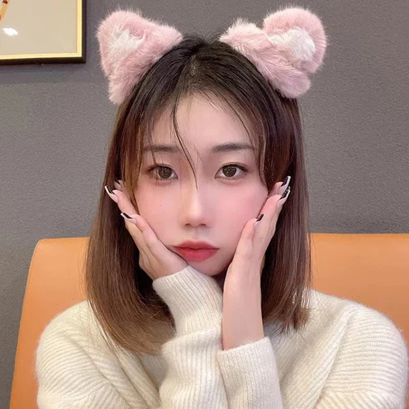 Girls Fluffy Cat Ear Hairpin – Cute Cartoon Bang Clip