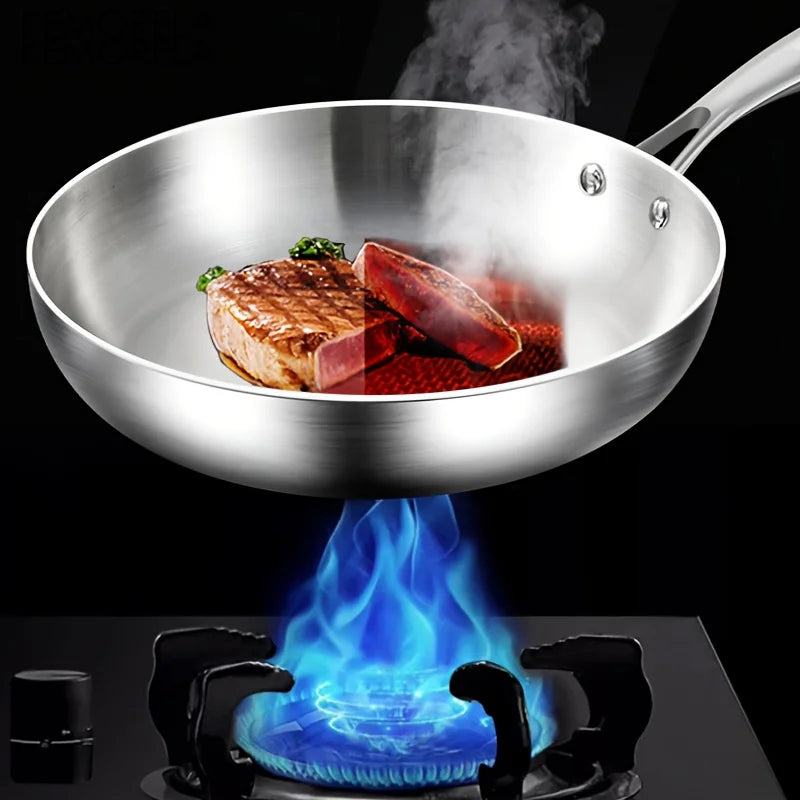 KEMORELA 316 Stainless Steel Frying Pan & Silicone Spatula
