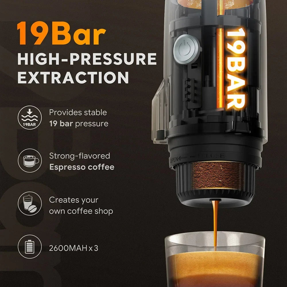 URGGU 3-in-1 Portable Espresso Machine | Travel Coffee Maker
