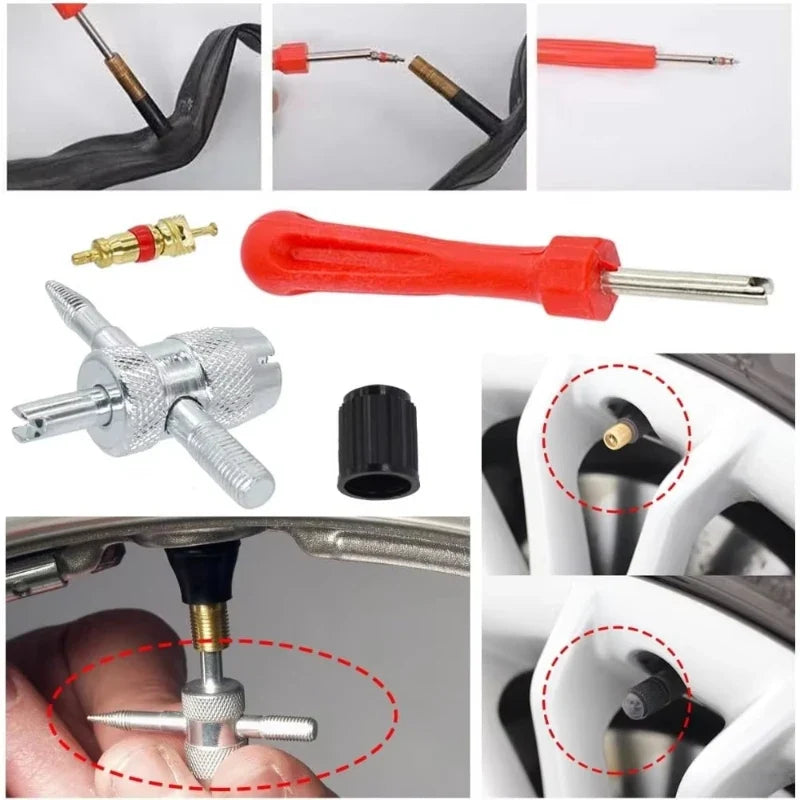 Tire Valve Stem Core Remover Tool Kit – Car Bike Motorcycle