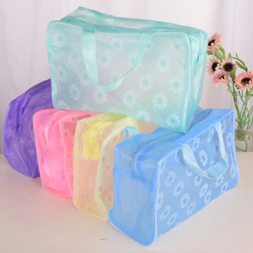 Clear PVC Makeup Bag with Zipper & Handles | Travel Organizer