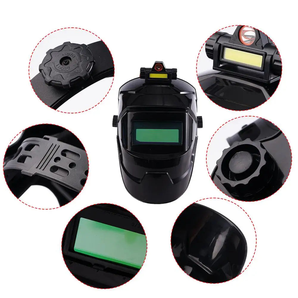 Auto Darkening Welding Helmet with LED Headlight | Solar Powered