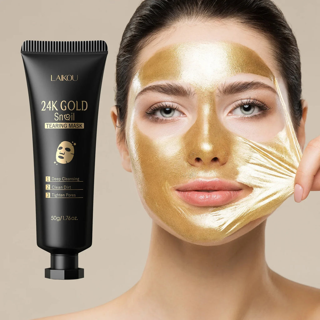 LAIKOU 24K Gold Snail Peel-Off Face Mask – Deep Cleanse 50g
