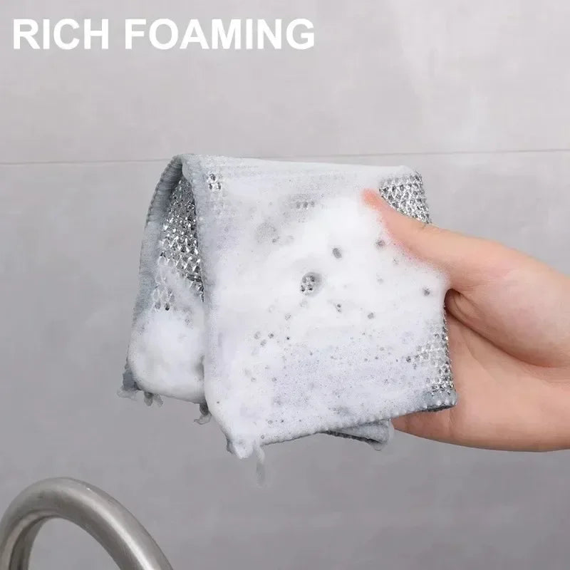 Steel Wire Microfiber Cleaning Cloth | Kitchen Scrubber Pad