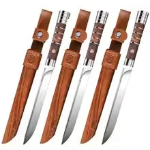 Professional Stainless Steel Kitchen Knife with Leather Sheath