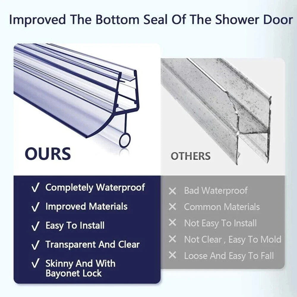 20mm PVC Shower Screen Seal Strip – Glue-Free Glass Door Sweep